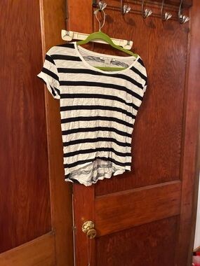 American Rag Black & White Striped Short Sleeve Tee